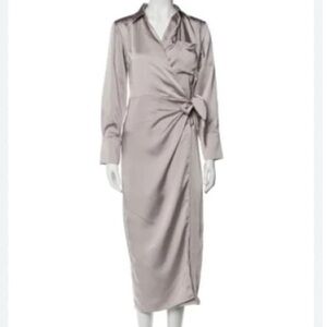 Jason Wu Satin Long Sleeve Wrap Dress Dress